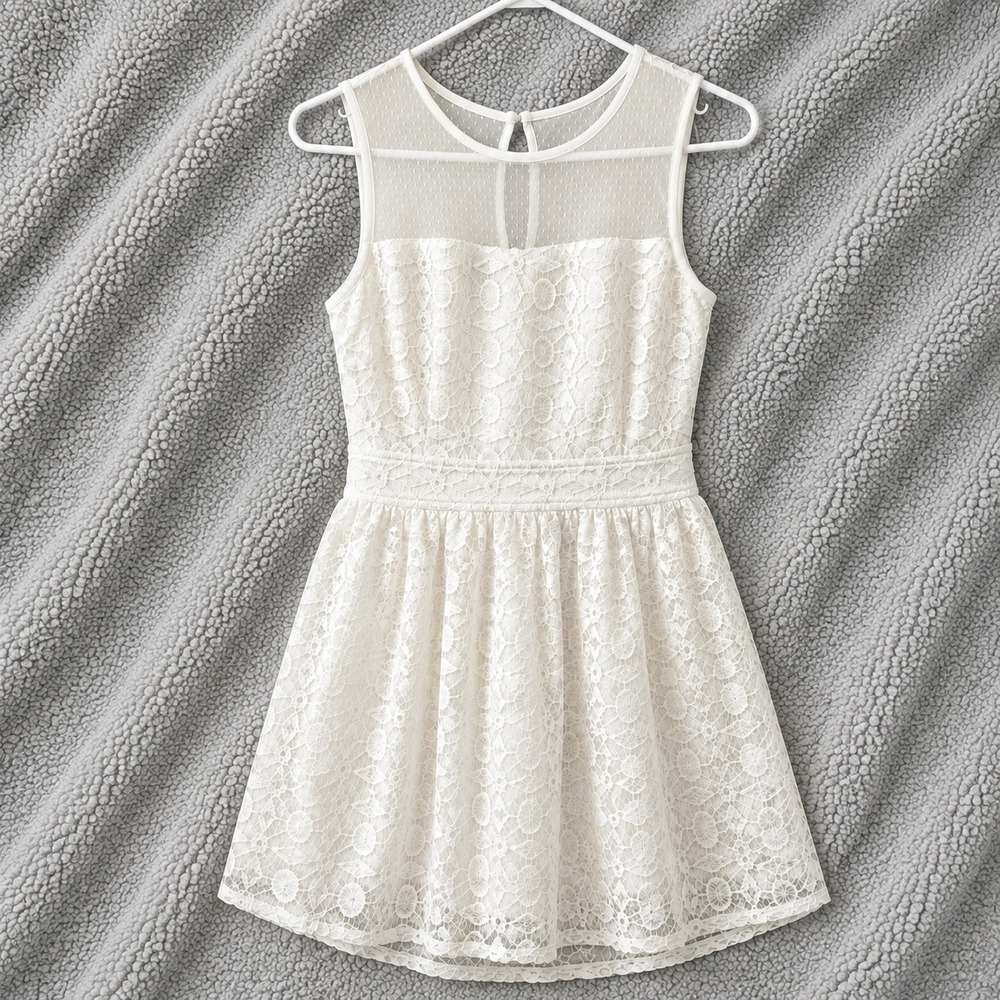 Charlotte Russe Lace Overlay Midi Dress Large White Sleeveless Wedding